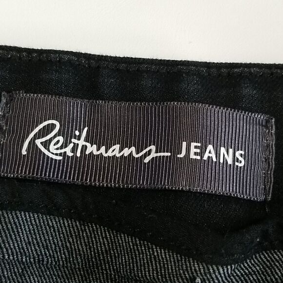 Reitmans Jeans Women's Size 11 Black Flare Leg With Embroidered Pockets Pull On - Picture 7 of 11
